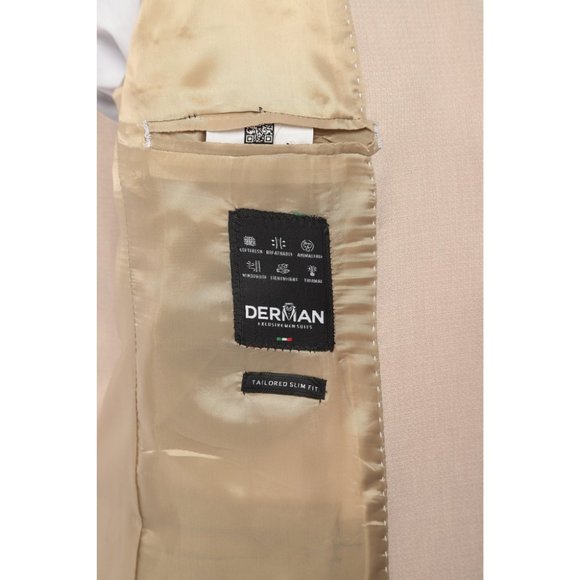 Derman Light Cream Patterned Fabric Luxury Suit 3 Pieces - Picture 6 of 6